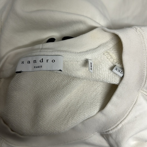 Sandro x Snoopy Smile Sweatshirt Crewneck Cotton Long Sleeve White Mens Size XXL - Picture 7 of 8